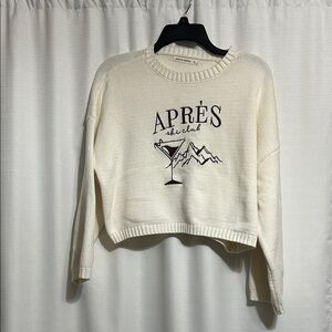 moon & madison Cream Sweater with Après Ski Club Design